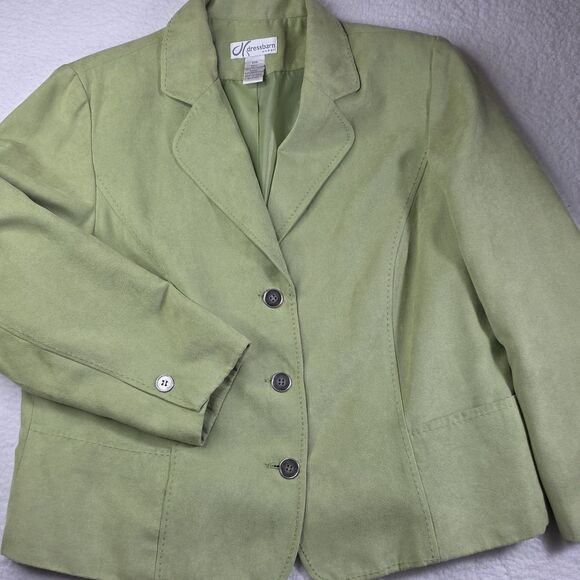 Dressbarn Vibrant Green Suede Like Blazer Size 16w - Picture 17 of 17